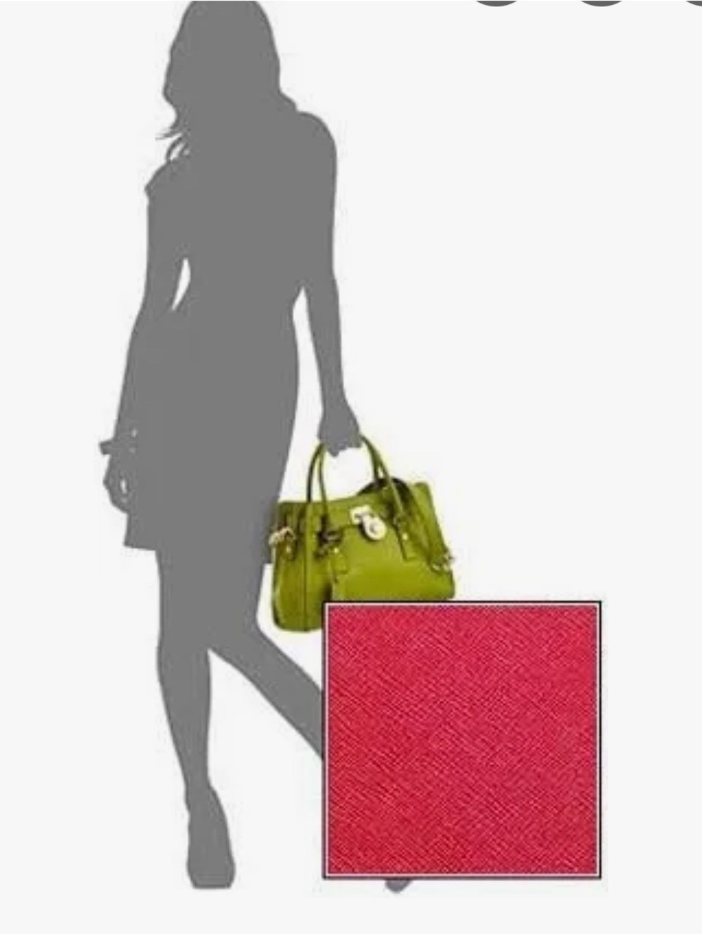 Michael Kors Hamilton Saffiano Leather Satchel Cherry Red with Gold-Tone Lock - Picture 3 of 9